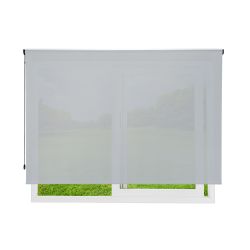 Cortina Enrollable 220 cm Ancho  x  240 cm Alto  - Color Blanco Lino Con Mecanico Beige