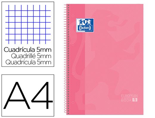 Cuaderno 80h A4 Cuadricula 5x5 Rosa 400040984