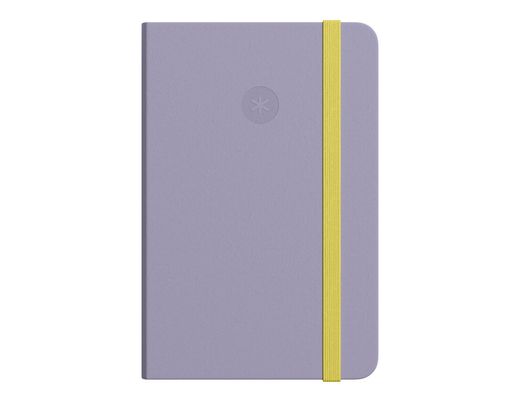 Cuaderno con gomilla antartik notes tapa blanda a6 cuadricula morado y amarillo 100 hojas 80 gr fsc