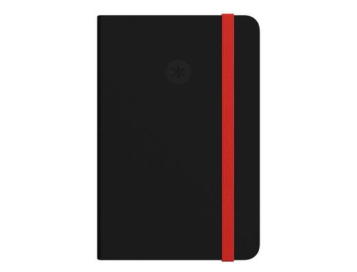 Cuaderno con gomilla antartik notes tapa blanda a6 rayas negro y rojo 100 hojas 80 gr fsc