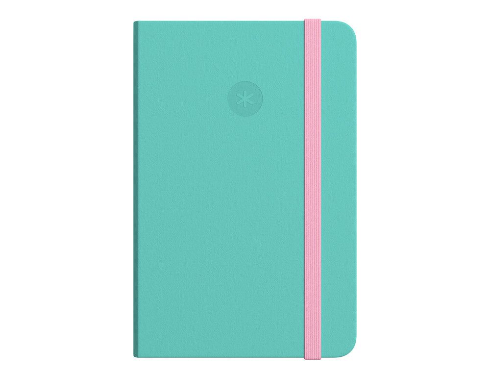 Cuaderno con gomilla antartik notes tapa blanda a6 rayas rosa y turquesa 100 hojas 80 gr fsc