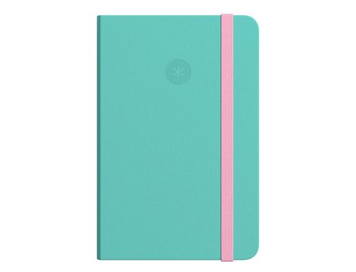 Cuaderno con gomilla antartik notes tapa blanda a6 rayas rosa y turquesa 100 hojas 80 gr fsc