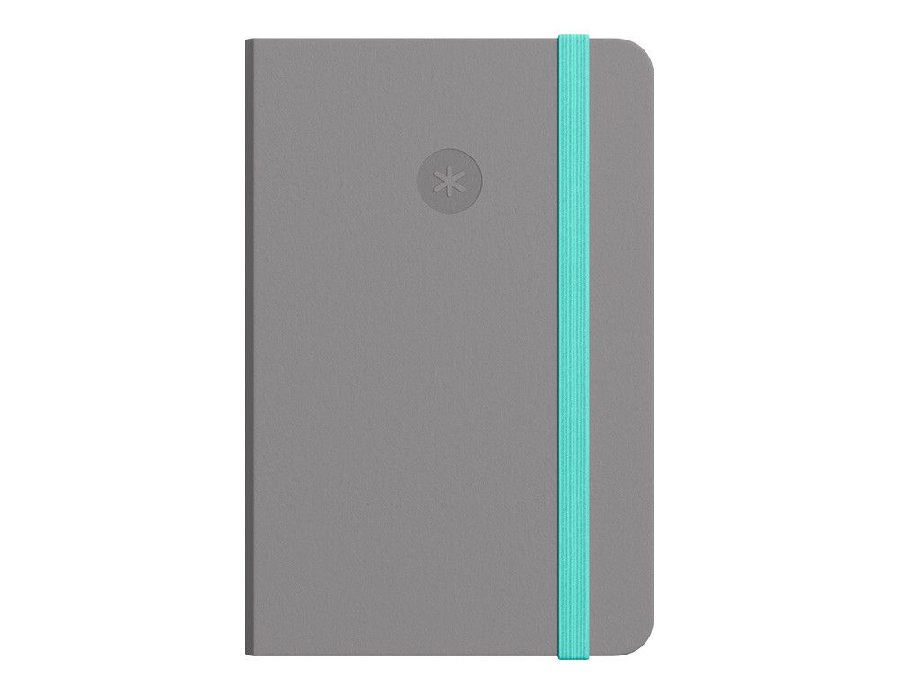 Cuaderno con gomilla antartik notes tapa dura a5 hojas lisas gris y turquesa 100 hojas 80 gr fsc