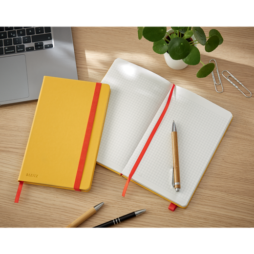 Cuaderno con tapas duras Leitz Cosy,  80 hojas, cuadriculado, DIN A5, amarillo