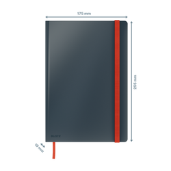 Cuaderno con tapas duras Leitz Cosy,  80 hojas, cuadriculado, DIN B5, gris