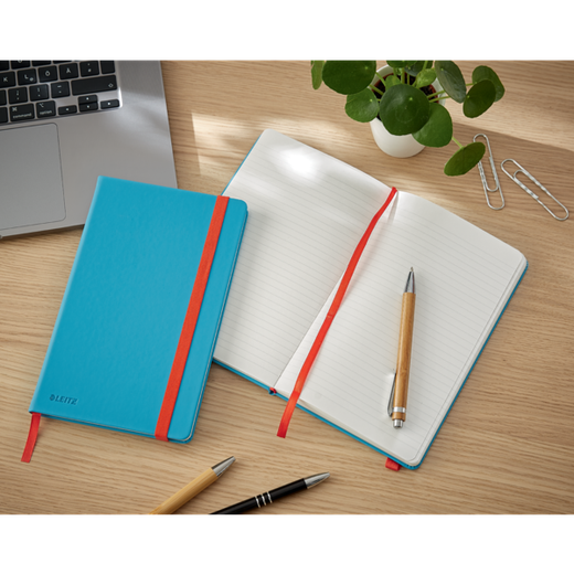 Cuaderno con tapas duras Leitz Cosy,  80 hojas, rayado horizontal, DIN A5, azul