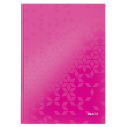 Cuaderno con tapas duras Leitz WOW, 80 hojas cuadriculado 5, DIN A4, fucsia