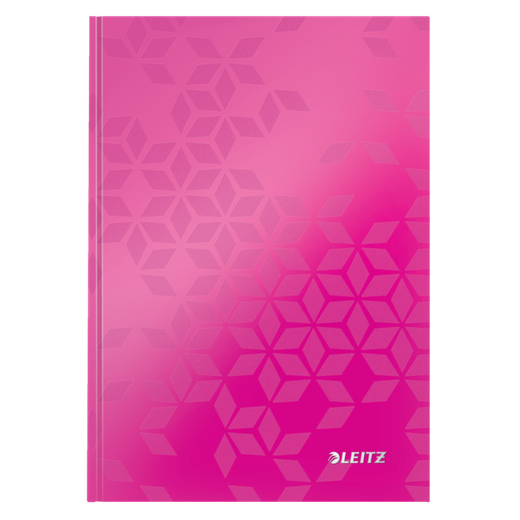 Cuaderno con tapas duras Leitz WOW, 80 hojas cuadriculado 5, DIN A5, fucsia
