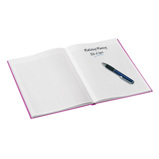 Cuaderno con tapas duras Leitz WOW, 80 hojas cuadriculado 5, DIN A5, fucsia