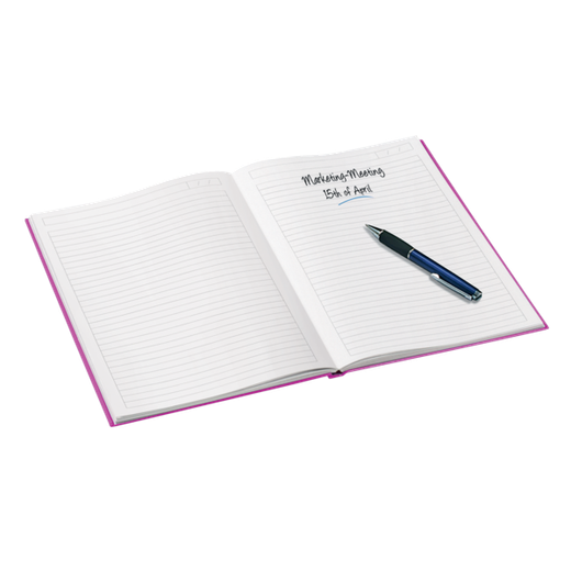 Cuaderno con tapas duras Leitz WOW, 80 hojas rayado horizontal, DIN A4, fucsia