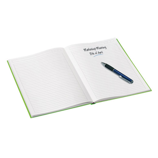 Cuaderno con tapas duras Leitz WOW, 80 hojas rayado horizontal, DIN A4, verde
