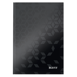Cuaderno con tapas duras Leitz WOW, 80 hojas rayado horizontal,DIN A5, negro