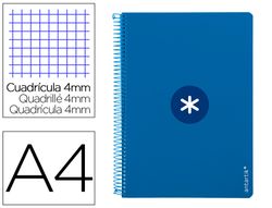 Cuaderno espiral liderpapel a4 antartik tapa dura 80h 100gr cuadro 4mm con margen color azul oscuro