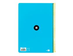 Cuaderno espiral liderpapel a4 antartik tapa dura 80h 100gr cuadro 4mm con margen color azul