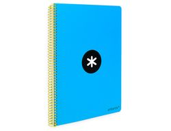Cuaderno espiral liderpapel a4 antartik tapa dura 80h 100gr cuadro 4mm con margen color azul