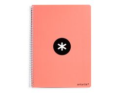 Cuaderno espiral liderpapel a4 antartik tapa dura 80h 100gr cuadro 4mm con margen color coral