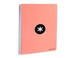 Cuaderno espiral liderpapel a4 antartik tapa dura 80h 100gr cuadro 4mm con margen color coral