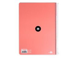 Cuaderno espiral liderpapel a4 antartik tapa dura 80h 100gr cuadro 4mm con margen color coral