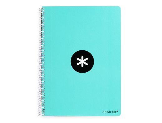 Cuaderno espiral liderpapel a4 antartik tapa dura 80h 100gr cuadro 4mm con margen color menta