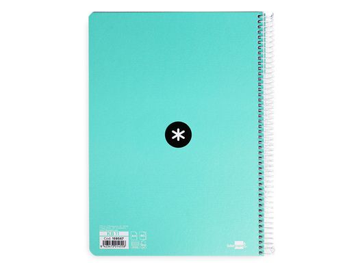 Cuaderno espiral liderpapel a4 antartik tapa dura 80h 100gr cuadro 4mm con margen color menta