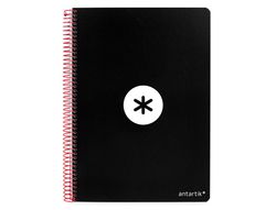 Cuaderno espiral liderpapel a4 antartik tapa dura 80h 100gr cuadro 4mm con margen color negro