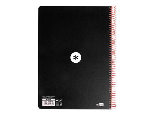 Cuaderno espiral liderpapel a4 antartik tapa dura 80h 100gr cuadro 4mm con margen color negro