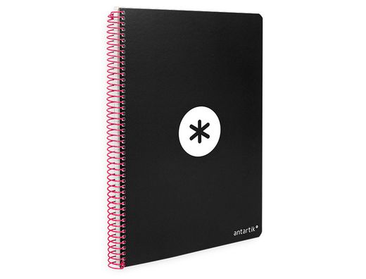 Cuaderno espiral liderpapel a4 antartik tapa dura 80h 100gr cuadro 4mm con margen color negro