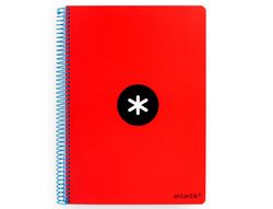Cuaderno espiral liderpapel a4 antartik tapa dura 80h 100gr cuadro 4mm con margen color rojo