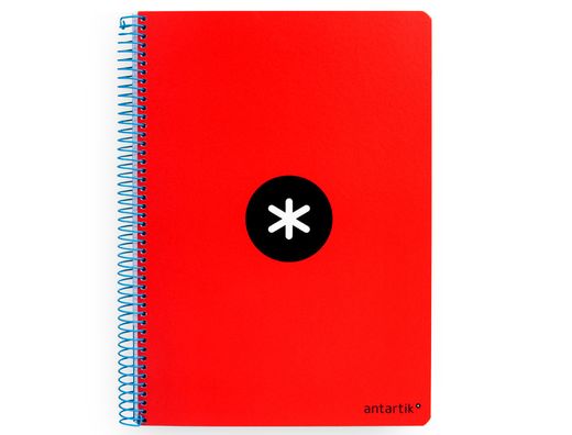 Cuaderno espiral liderpapel a4 antartik tapa dura 80h 100gr cuadro 4mm con margen color rojo