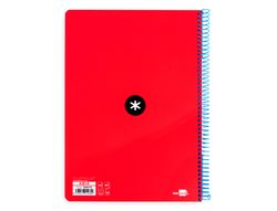 Cuaderno espiral liderpapel a4 antartik tapa dura 80h 100gr cuadro 4mm con margen color rojo