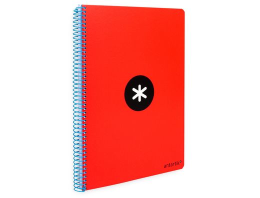 Cuaderno espiral liderpapel a4 antartik tapa dura 80h 100gr cuadro 4mm con margen color rojo