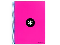 Cuaderno espiral liderpapel a4 antartik tapa dura 80h 100gr cuadro 4mm con margen color rosa fluor