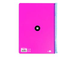 Cuaderno espiral liderpapel a4 antartik tapa dura 80h 100gr cuadro 4mm con margen color rosa fluor