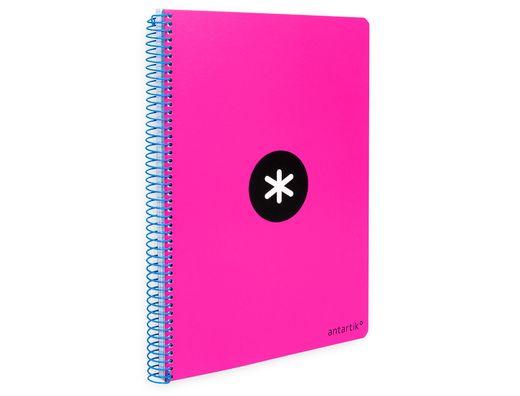 Cuaderno espiral liderpapel a4 antartik tapa dura 80h 100gr cuadro 4mm con margen color rosa fluor