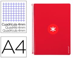 Cuaderno espiral liderpapel a4 antartik tapa dura 80h 90gr cuadro 4mm con margen color frambuesa