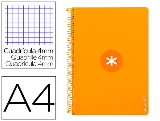 Cuaderno espiral liderpapel a4 antartik tapa dura 80h 90gr cuadro 4mm con margen color mostaza