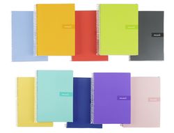 Cuaderno espiral liderpapel a4 crafty tapa forrada 80h 90 gr cuadro 3 mm con margen colores surtidos