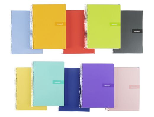 Cuaderno espiral liderpapel a4 crafty tapa forrada 80h 90 gr cuadro 4 mm con margen colores surtidos