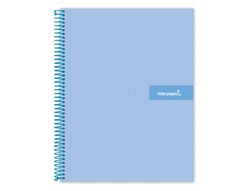 Cuaderno espiral liderpapel a4 crafty tapa forrada 80h 90 gr cuadro 4mm con margen color celeste