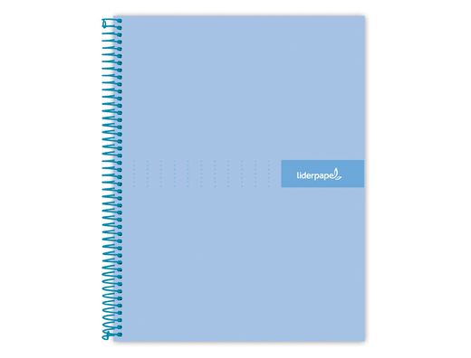 Cuaderno espiral liderpapel a4 crafty tapa forrada 80h 90 gr cuadro 4mm con margen color celeste