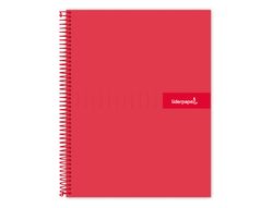Cuaderno espiral liderpapel a4 crafty tapa forrada 80h 90 gr cuadro 4mm con margen color roja