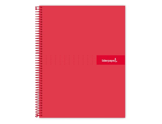 Cuaderno espiral liderpapel a4 crafty tapa forrada 80h 90 gr cuadro 4mm con margen color roja
