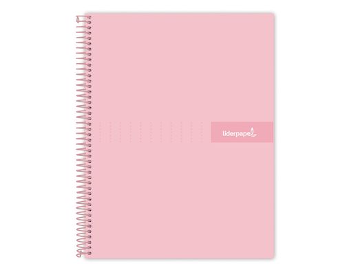 Cuaderno espiral liderpapel a4 crafty tapa forrada 80h 90 gr cuadro 4mm con margen color rosa