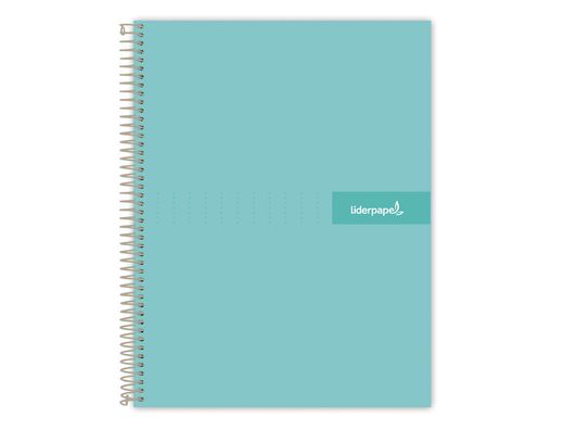 Cuaderno espiral liderpapel a4 crafty tapa forrada 80h 90 gr cuadro 4mm con margen color turquesa