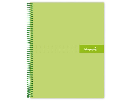 Cuaderno espiral liderpapel a4 crafty tapa forrada 80h 90 gr cuadro 4mm con margen color verde