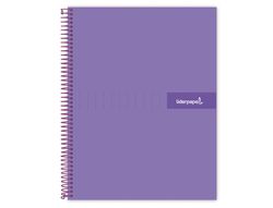 Cuaderno espiral liderpapel a4 crafty tapa forrada 80h 90 gr cuadro 4mm con margen color violeta