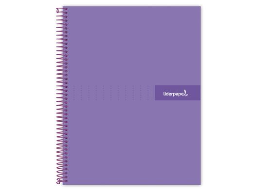 Cuaderno espiral liderpapel a4 crafty tapa forrada 80h 90 gr cuadro 4mm con margen color violeta