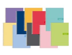 Cuaderno espiral liderpapel a4 crafty tapa forrada 80h 90 gr cuadro 5 mm con margen colores surtidos