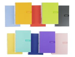 Cuaderno espiral liderpapel a4 crafty tapa forrada 80h 90 gr pauta estrecha 2,5mm con margen colores surtidos