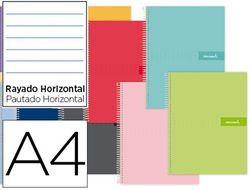Cuaderno espiral liderpapel a4 crafty tapa forrada 80h 90 gr rayado horizontal con margen colores surtidos